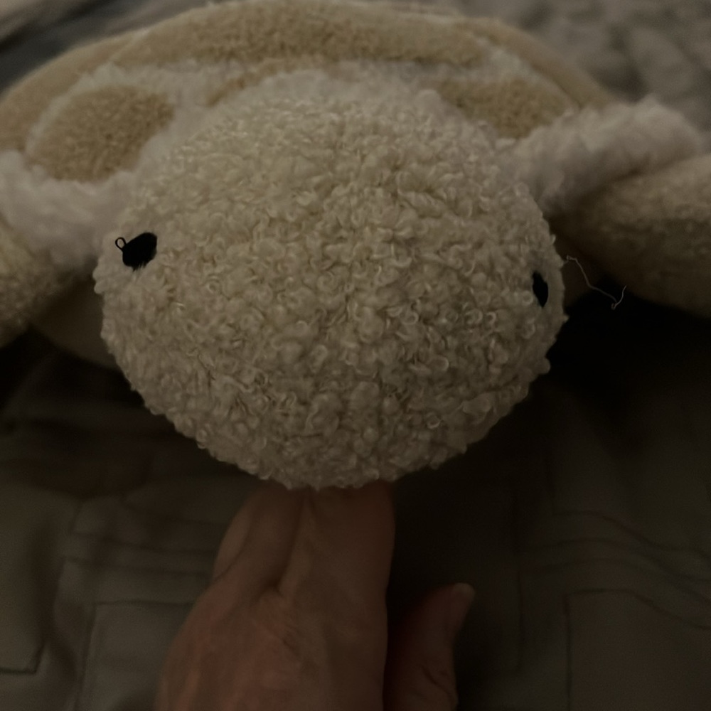 Plush Turtle Pillow in Cream and Tan - Picture 2 of 5